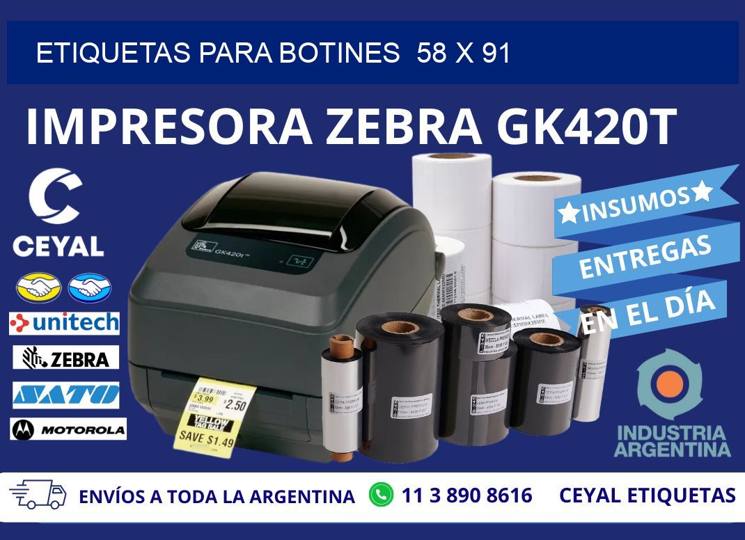 ETIQUETAS PARA BOTINES  58 x 91