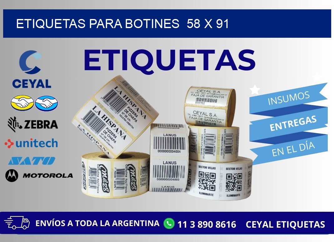 ETIQUETAS PARA BOTINES  58 x 91