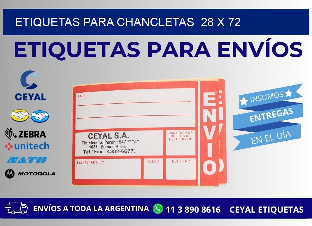 ETIQUETAS PARA CHANCLETAS  28 x 72