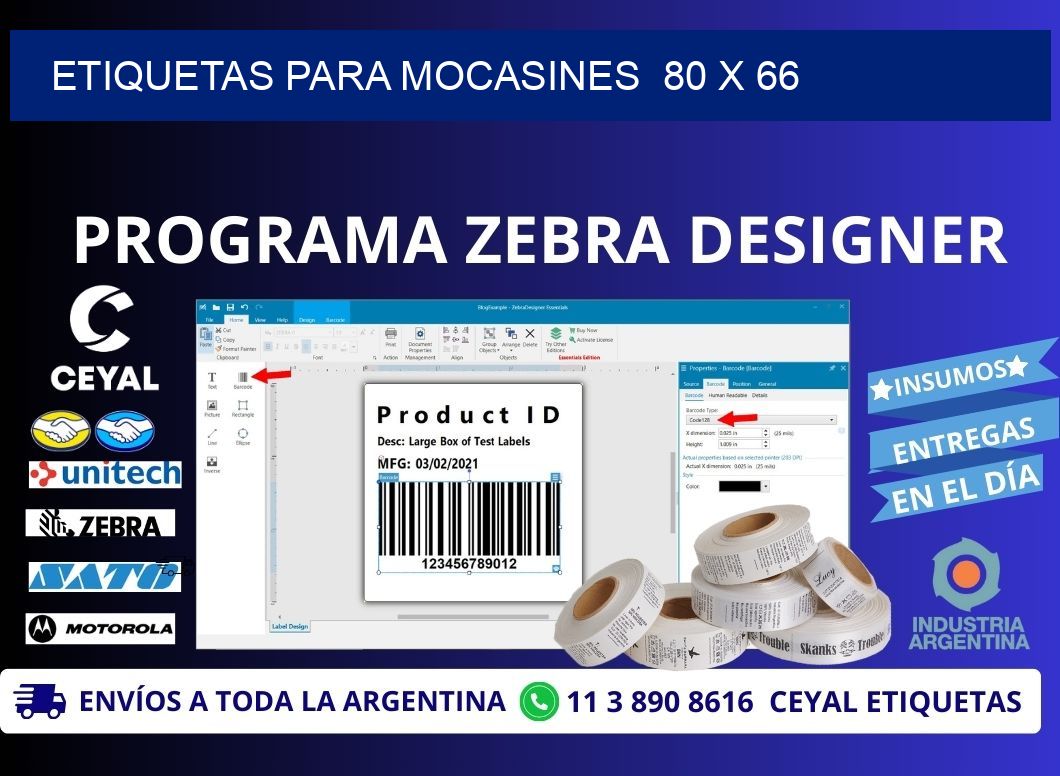 ETIQUETAS PARA MOCASINES  80 x 66