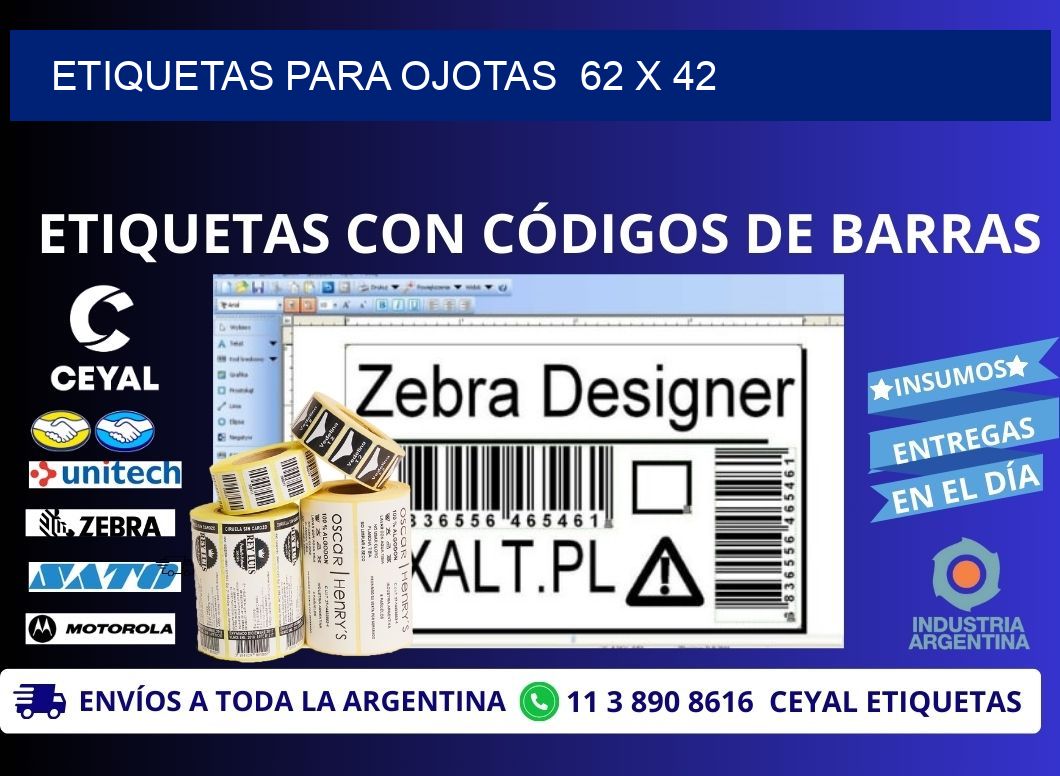 ETIQUETAS PARA OJOTAS  62 x 42