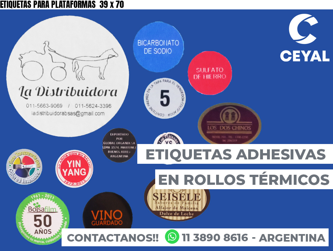 ETIQUETAS PARA PLATAFORMAS  39 x 70