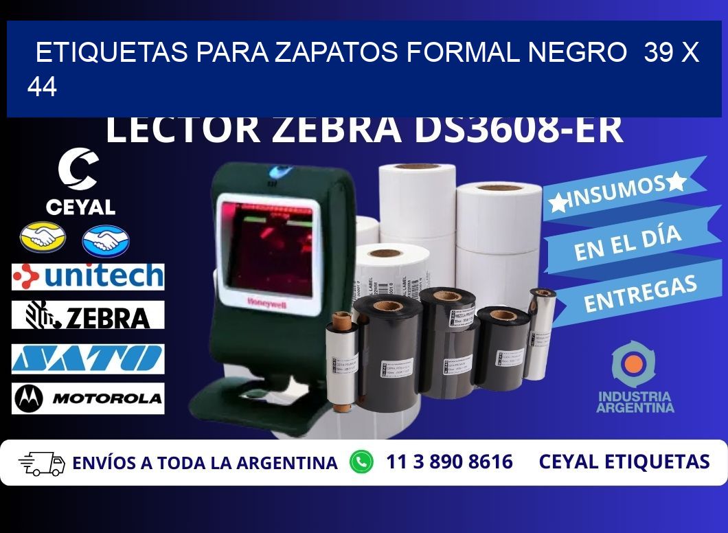ETIQUETAS PARA ZAPATOS FORMAL NEGRO  39 x 44