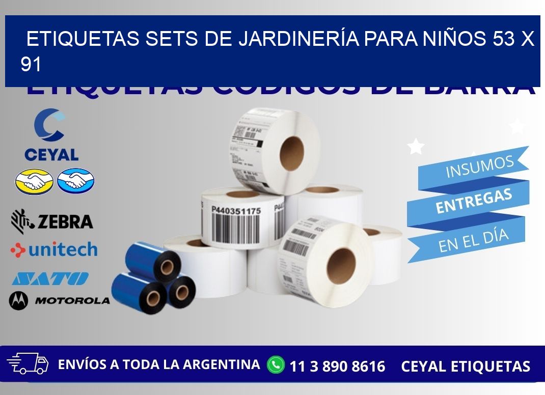 ETIQUETAS SETS DE JARDINERÍA PARA NIÑOS 53 x 91
