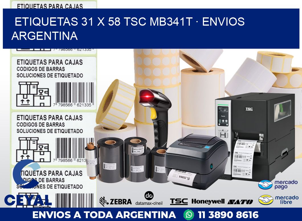 ETIQUETAS 31 x 58 TSC MB341T · ENVIOS ARGENTINA