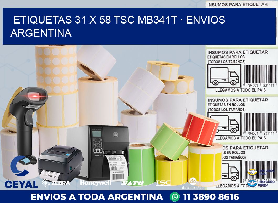 ETIQUETAS 31 x 58 TSC MB341T · ENVIOS ARGENTINA