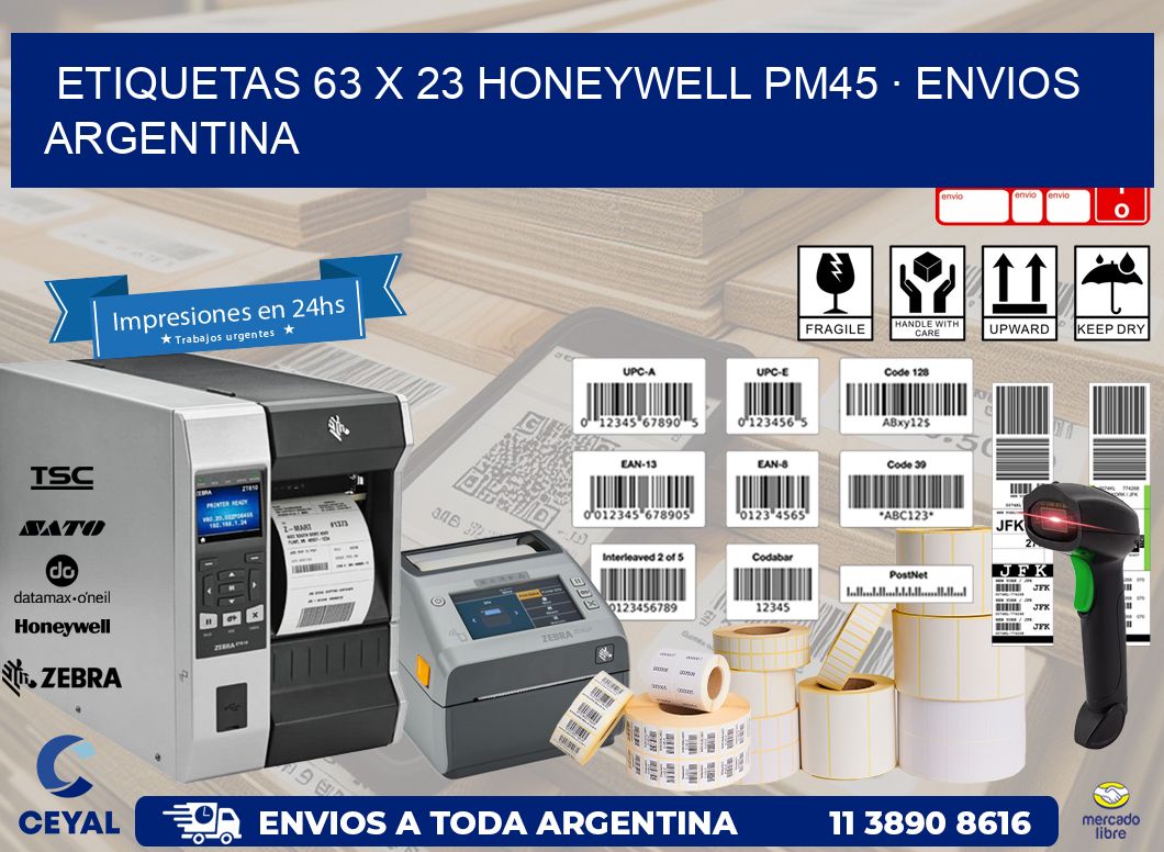 ETIQUETAS 63 x 23 HONEYWELL PM45 · ENVIOS ARGENTINA