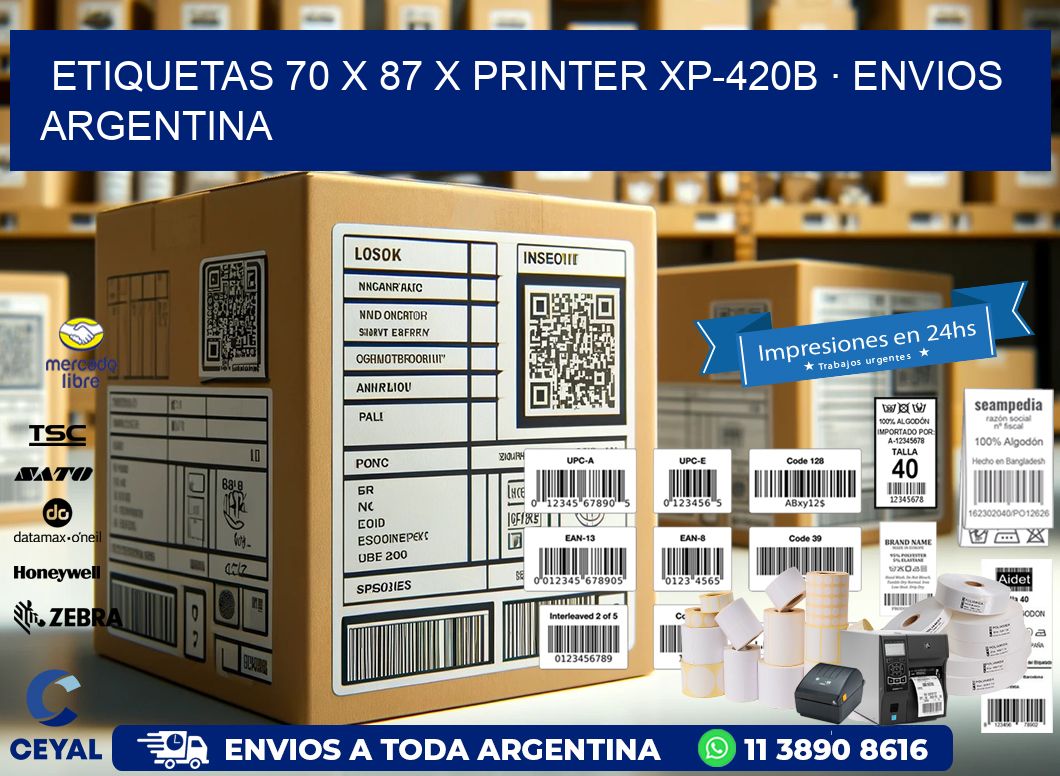 ETIQUETAS 70 x 87 X PRINTER XP-420B · ENVIOS ARGENTINA