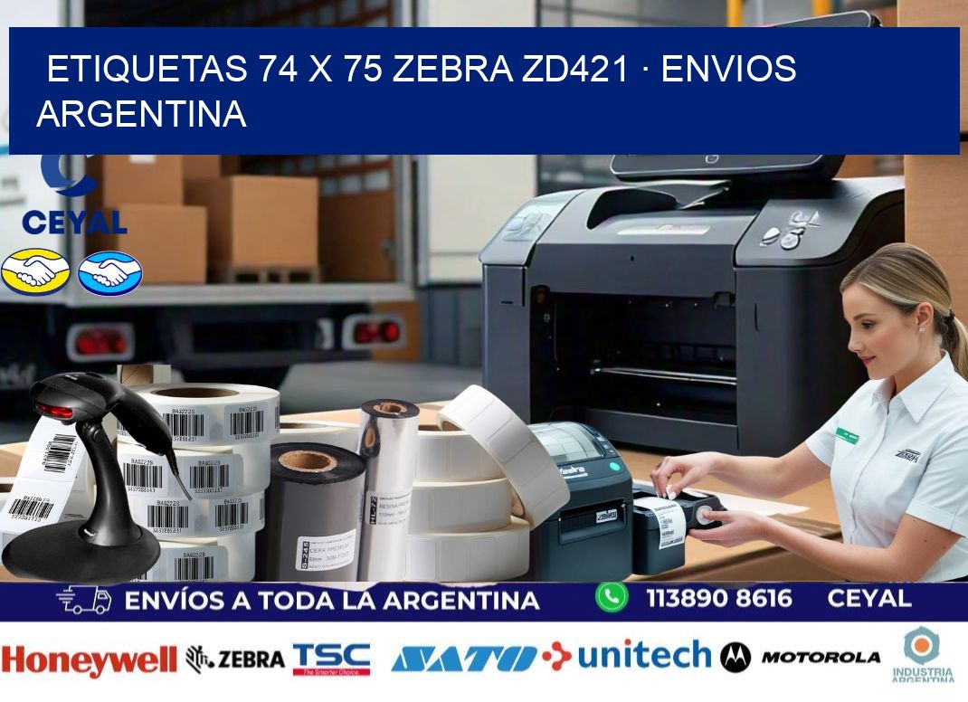 ETIQUETAS 74 x 75 ZEBRA ZD421 · ENVIOS ARGENTINA