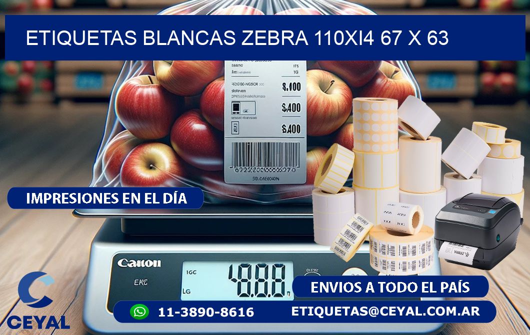 ETIQUETAS BLANCAS ZEBRA 110Xi4 67 x 63