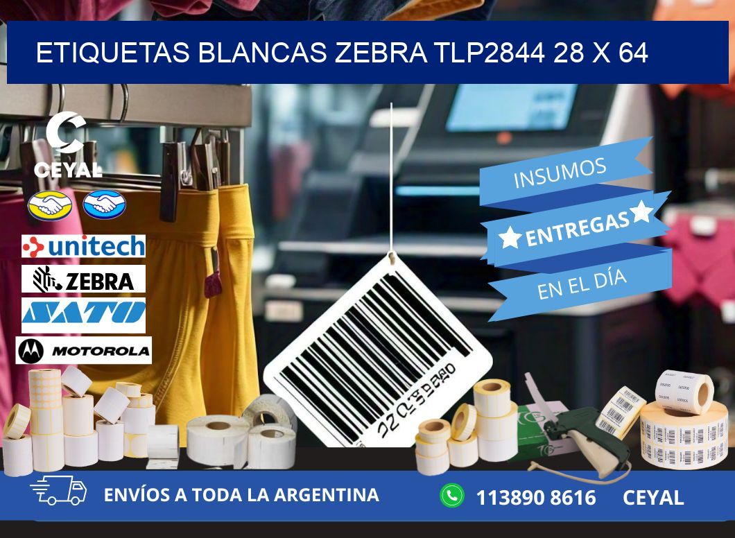ETIQUETAS BLANCAS ZEBRA TLP2844 28 x 64