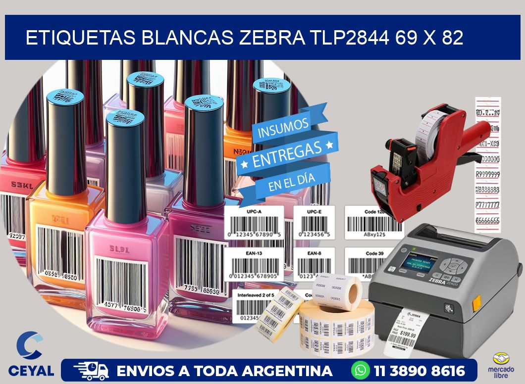ETIQUETAS BLANCAS ZEBRA TLP2844 69 x 82