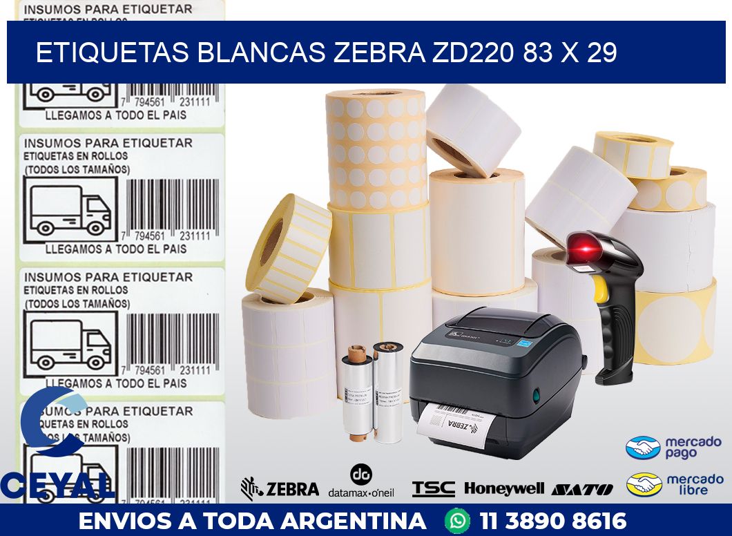 ETIQUETAS BLANCAS ZEBRA ZD220 83 x 29