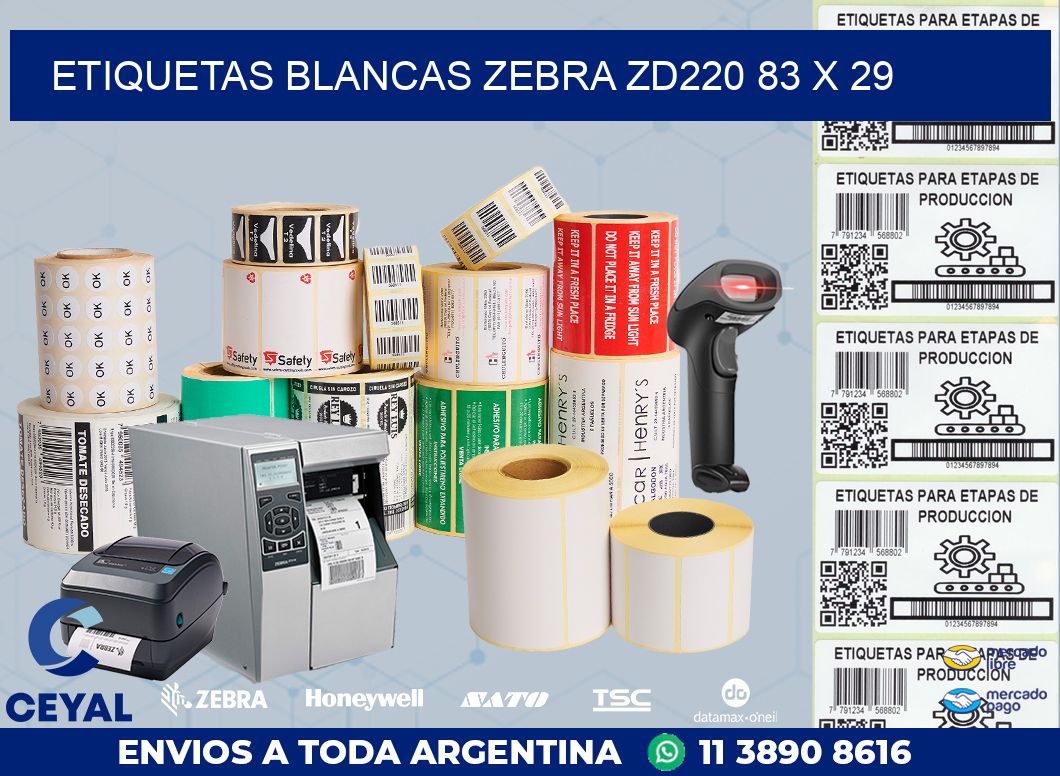 ETIQUETAS BLANCAS ZEBRA ZD220 83 x 29