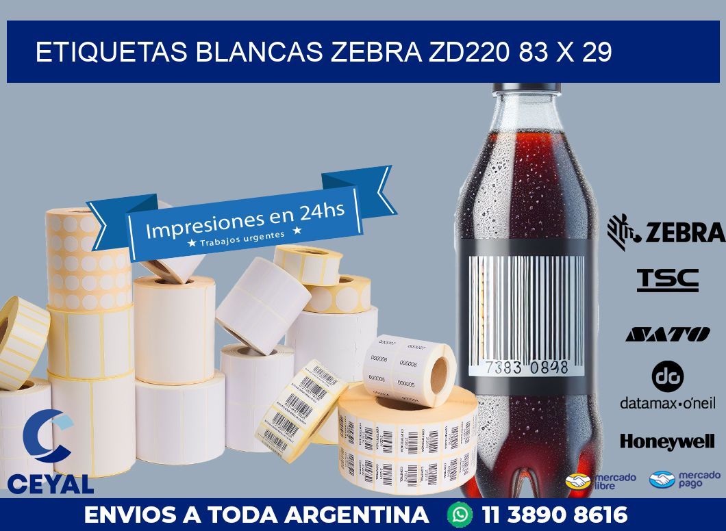 ETIQUETAS BLANCAS ZEBRA ZD220 83 x 29