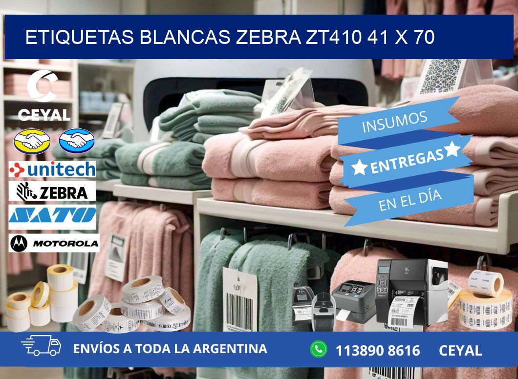 ETIQUETAS BLANCAS ZEBRA ZT410 41 x 70