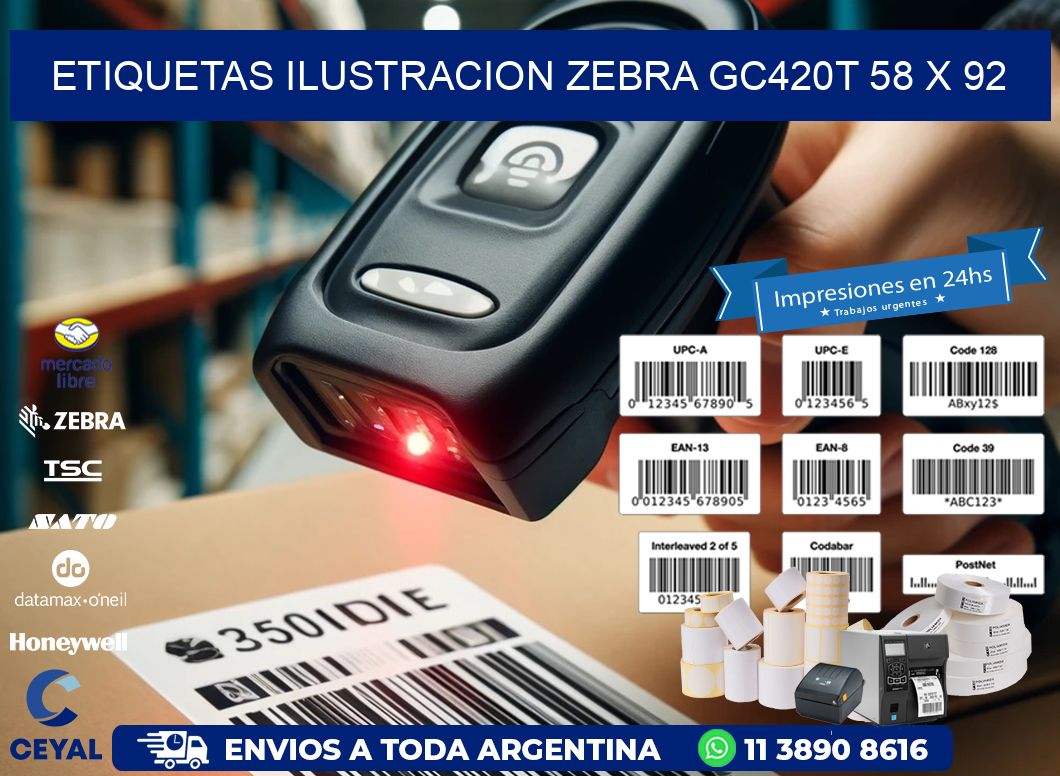 ETIQUETAS ILUSTRACION ZEBRA GC420T 58 x 92