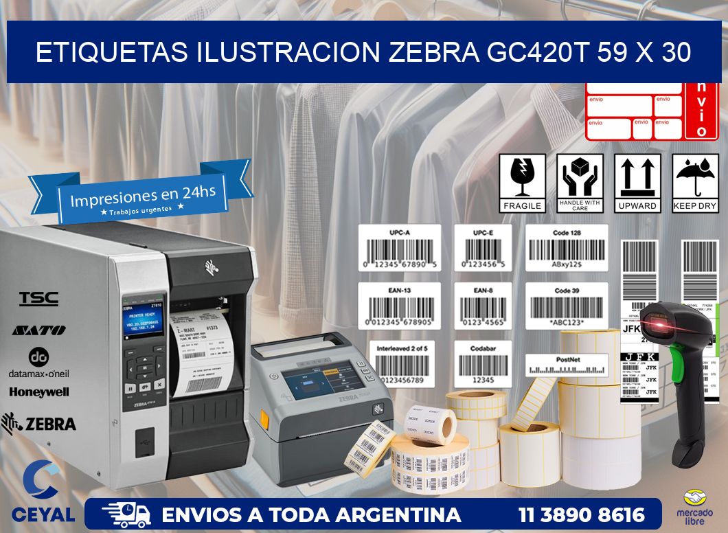 ETIQUETAS ILUSTRACION ZEBRA GC420T 59 x 30