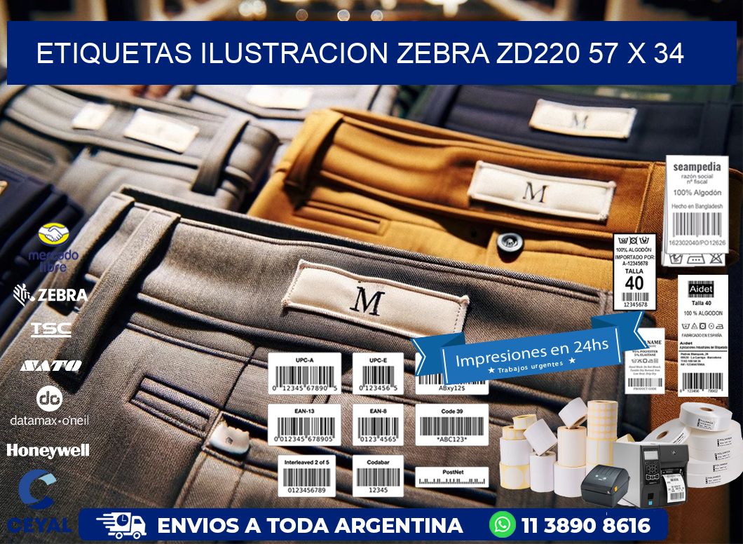 ETIQUETAS ILUSTRACION ZEBRA ZD220 57 x 34