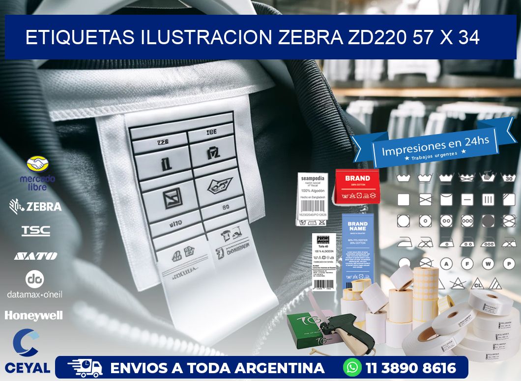 ETIQUETAS ILUSTRACION ZEBRA ZD220 57 x 34