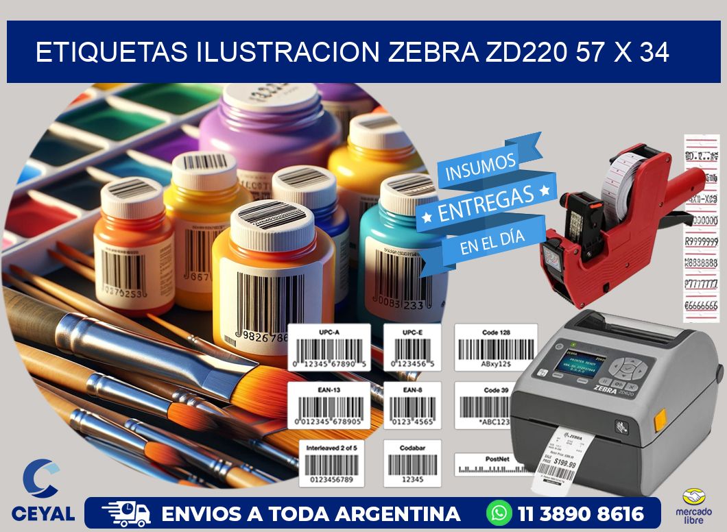 ETIQUETAS ILUSTRACION ZEBRA ZD220 57 x 34