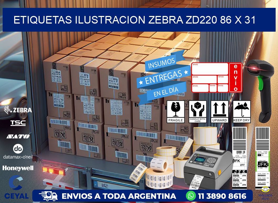 ETIQUETAS ILUSTRACION ZEBRA ZD220 86 x 31