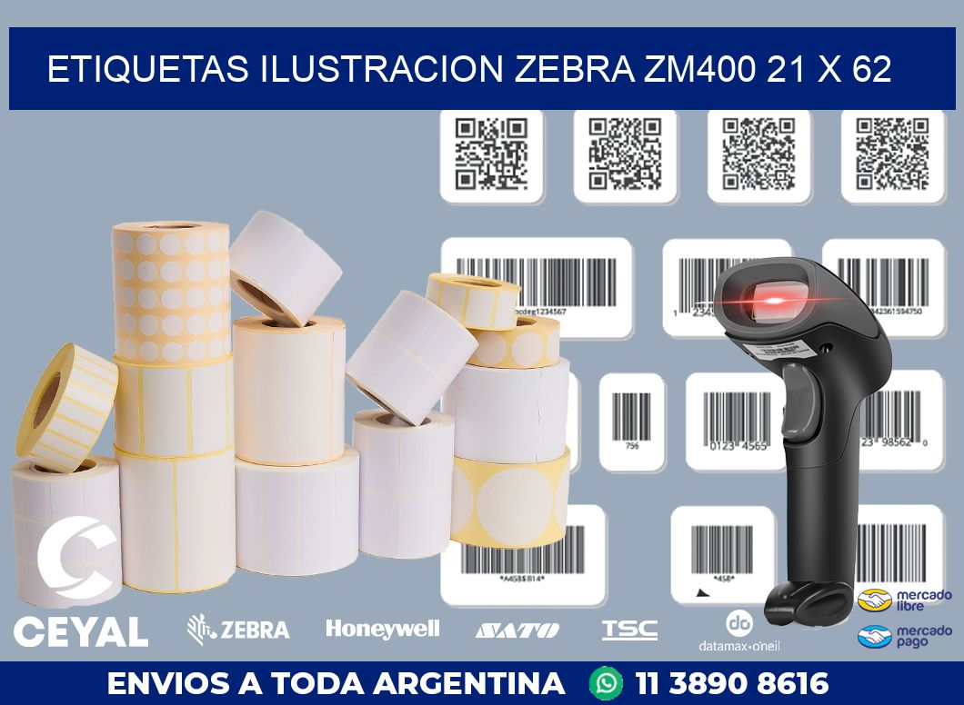 ETIQUETAS ILUSTRACION ZEBRA ZM400 21 x 62