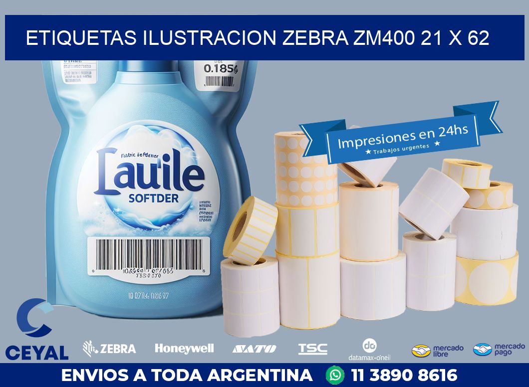 ETIQUETAS ILUSTRACION ZEBRA ZM400 21 x 62