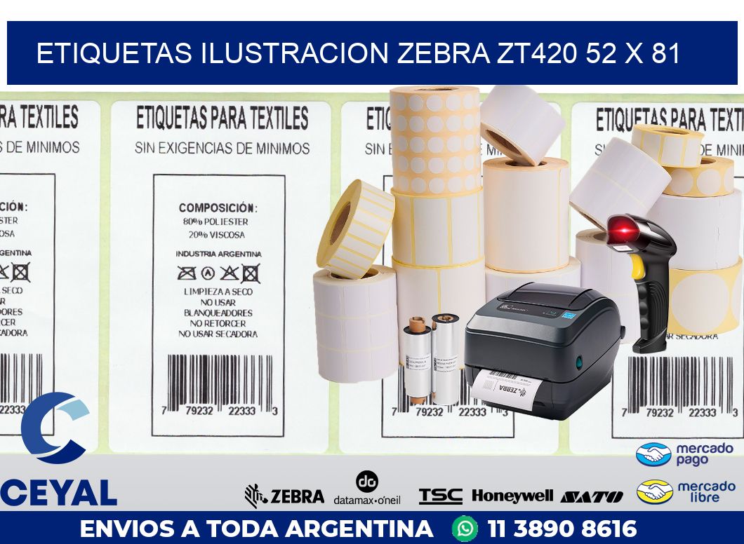ETIQUETAS ILUSTRACION ZEBRA ZT420 52 x 81