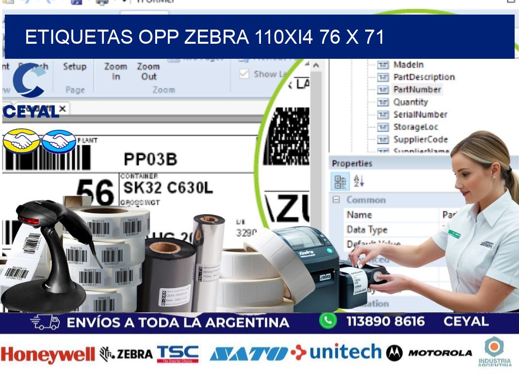 ETIQUETAS OPP ZEBRA 110Xi4 76 x 71