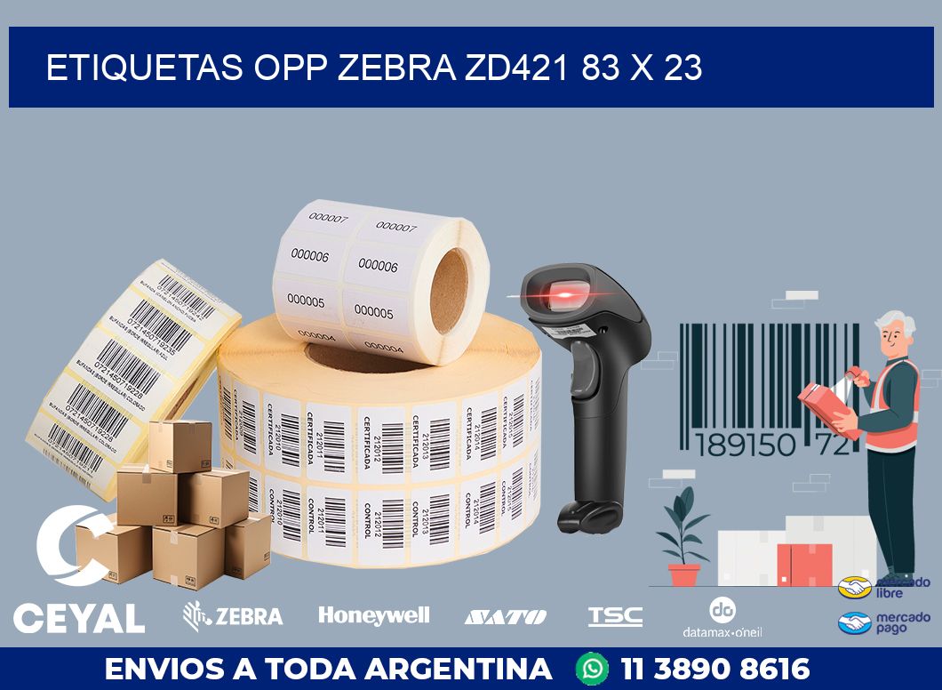 ETIQUETAS OPP ZEBRA ZD421 83 x 23