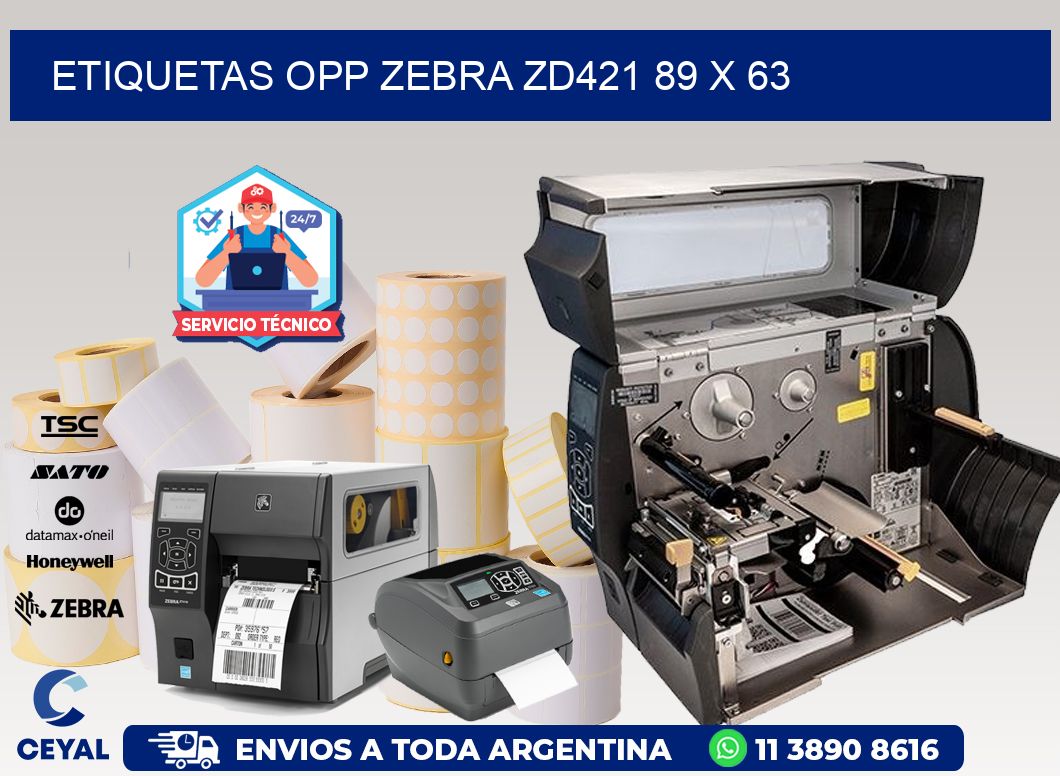 ETIQUETAS OPP ZEBRA ZD421 89 x 63