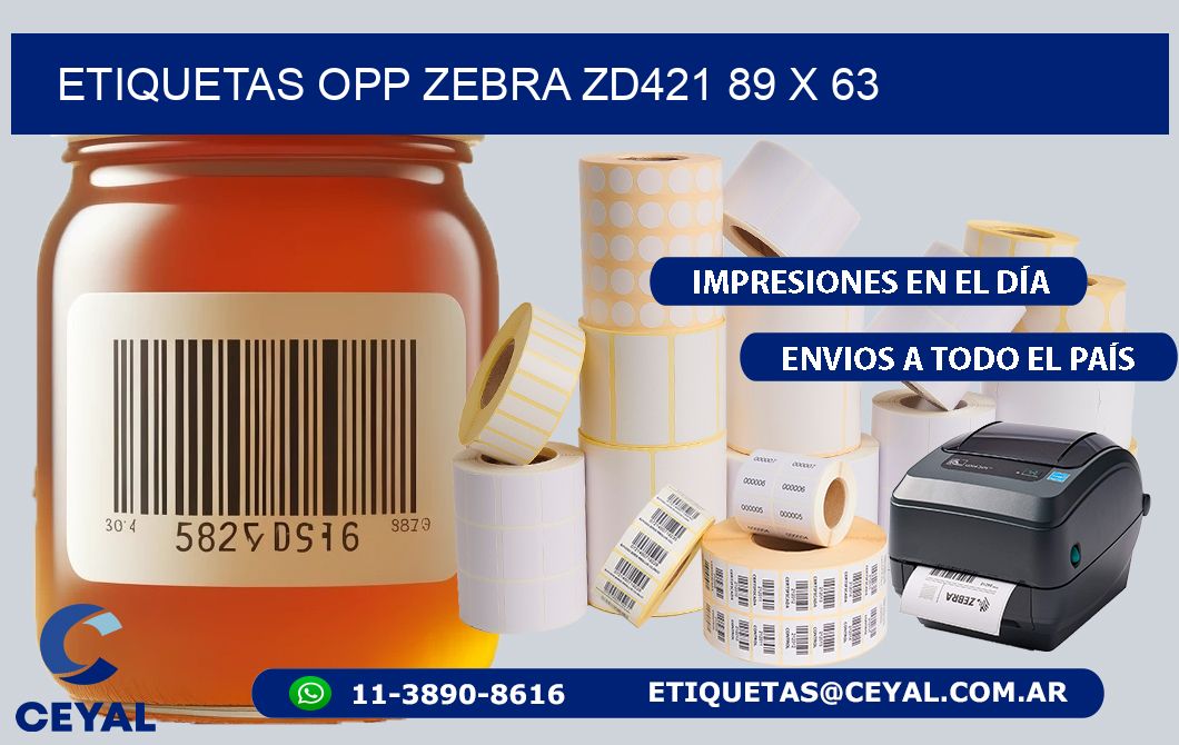 ETIQUETAS OPP ZEBRA ZD421 89 x 63