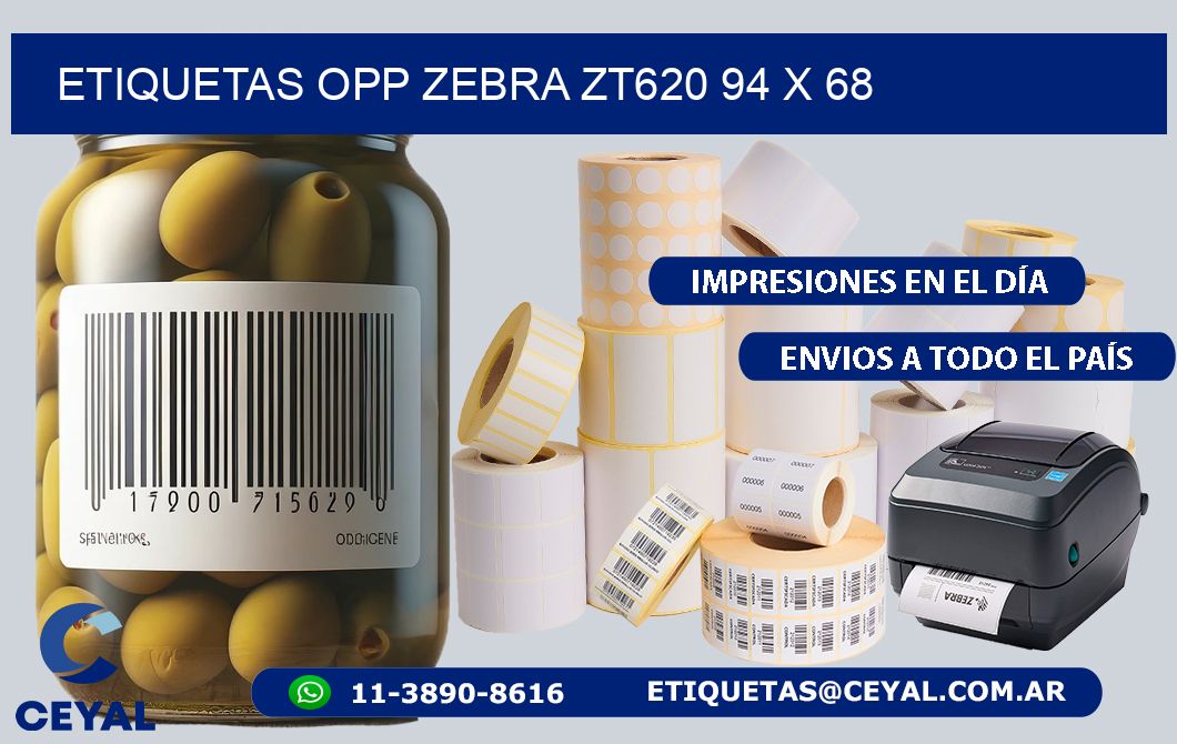 ETIQUETAS OPP ZEBRA ZT620 94 x 68