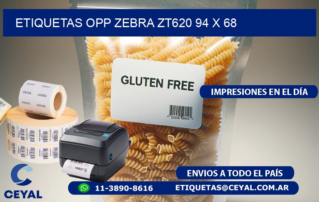 ETIQUETAS OPP ZEBRA ZT620 94 x 68
