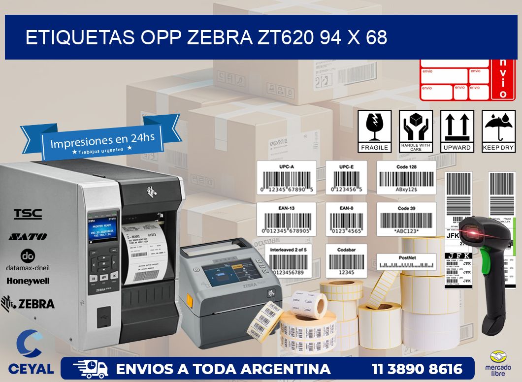 ETIQUETAS OPP ZEBRA ZT620 94 x 68