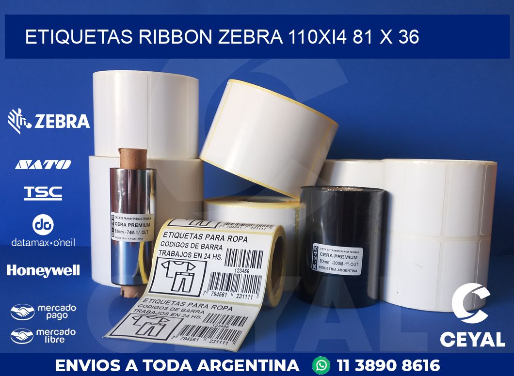 ETIQUETAS RIBBON Zebra 110Xi4 81 x 36