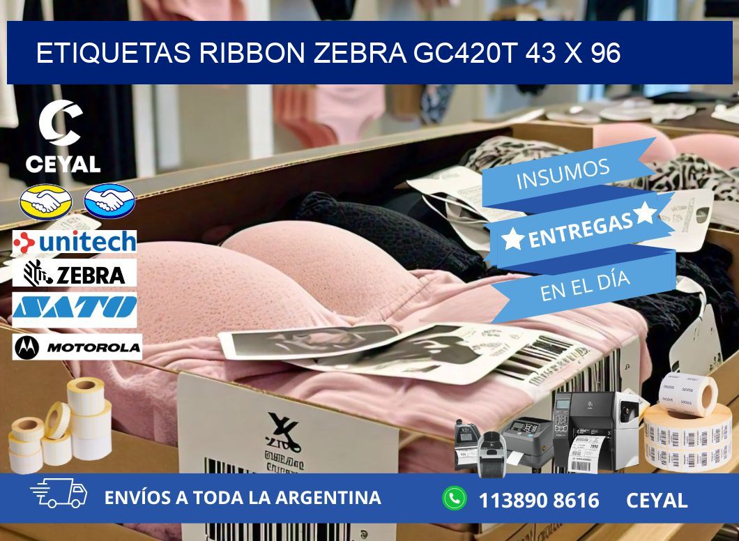 ETIQUETAS RIBBON Zebra GC420T 43 x 96