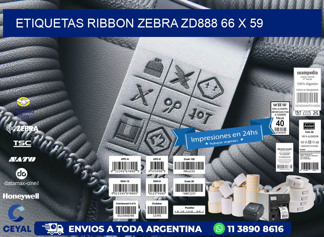 ETIQUETAS RIBBON Zebra ZD888 66 x 59