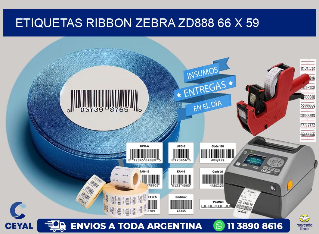 ETIQUETAS RIBBON Zebra ZD888 66 x 59
