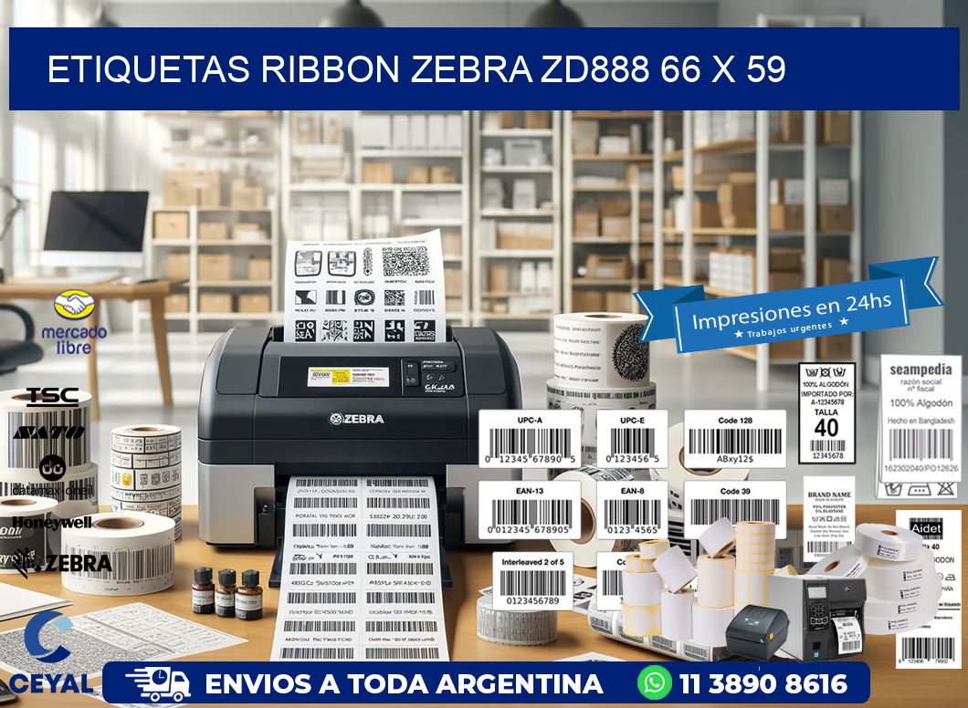 ETIQUETAS RIBBON Zebra ZD888 66 x 59