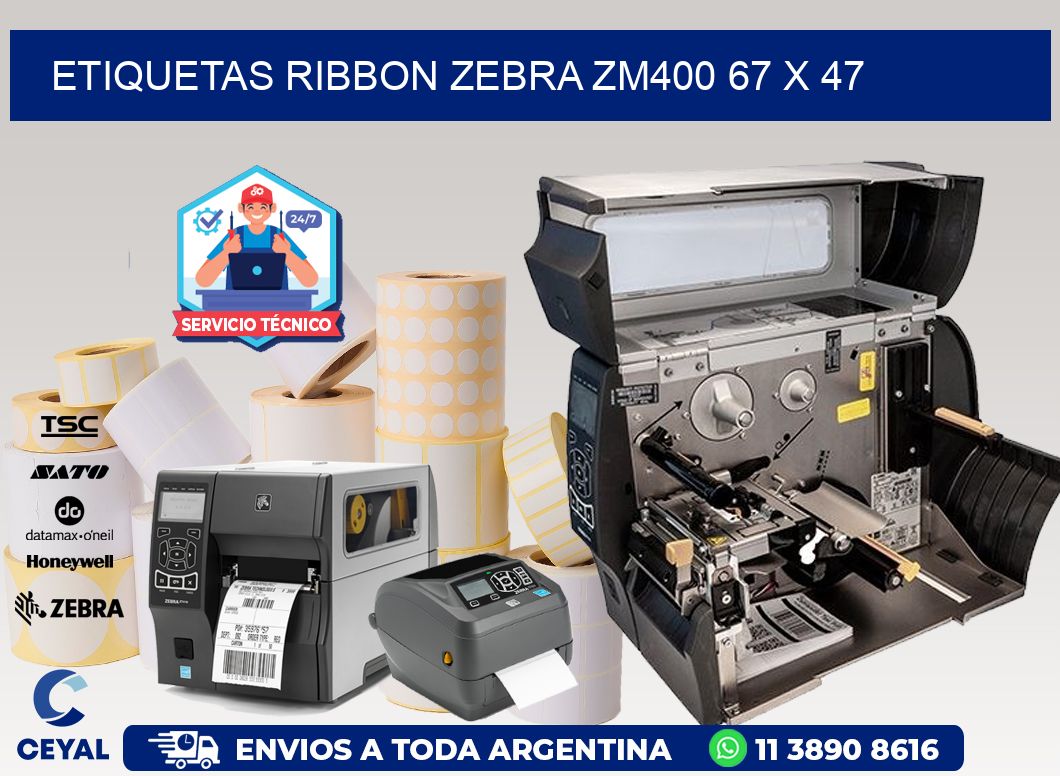 ETIQUETAS RIBBON Zebra ZM400 67 x 47