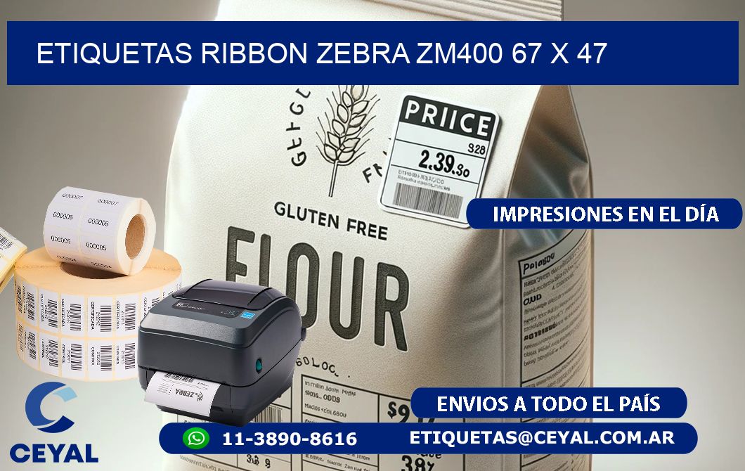 ETIQUETAS RIBBON Zebra ZM400 67 x 47