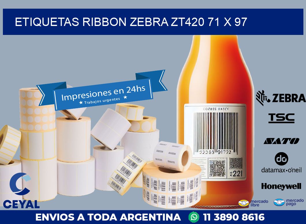 ETIQUETAS RIBBON Zebra ZT420 71 x 97