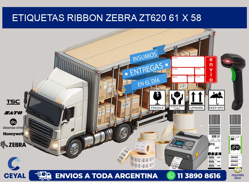 ETIQUETAS RIBBON Zebra ZT620 61 x 58