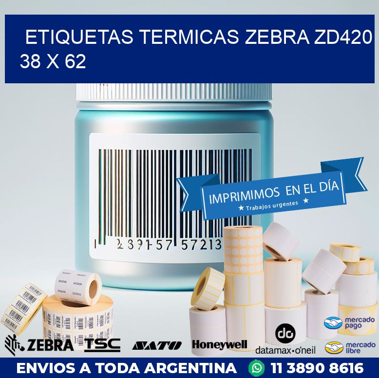 ETIQUETAS TERMICAS ZEBRA ZD420 38 x 62