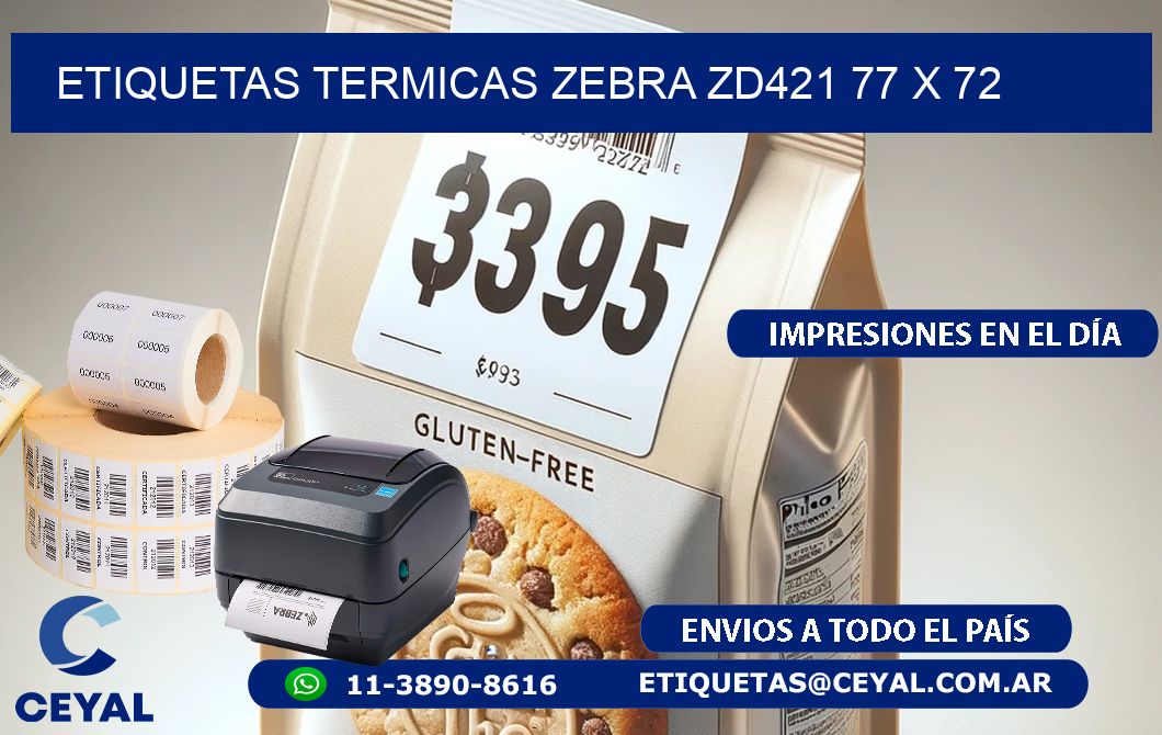 ETIQUETAS TERMICAS ZEBRA ZD421 77 x 72