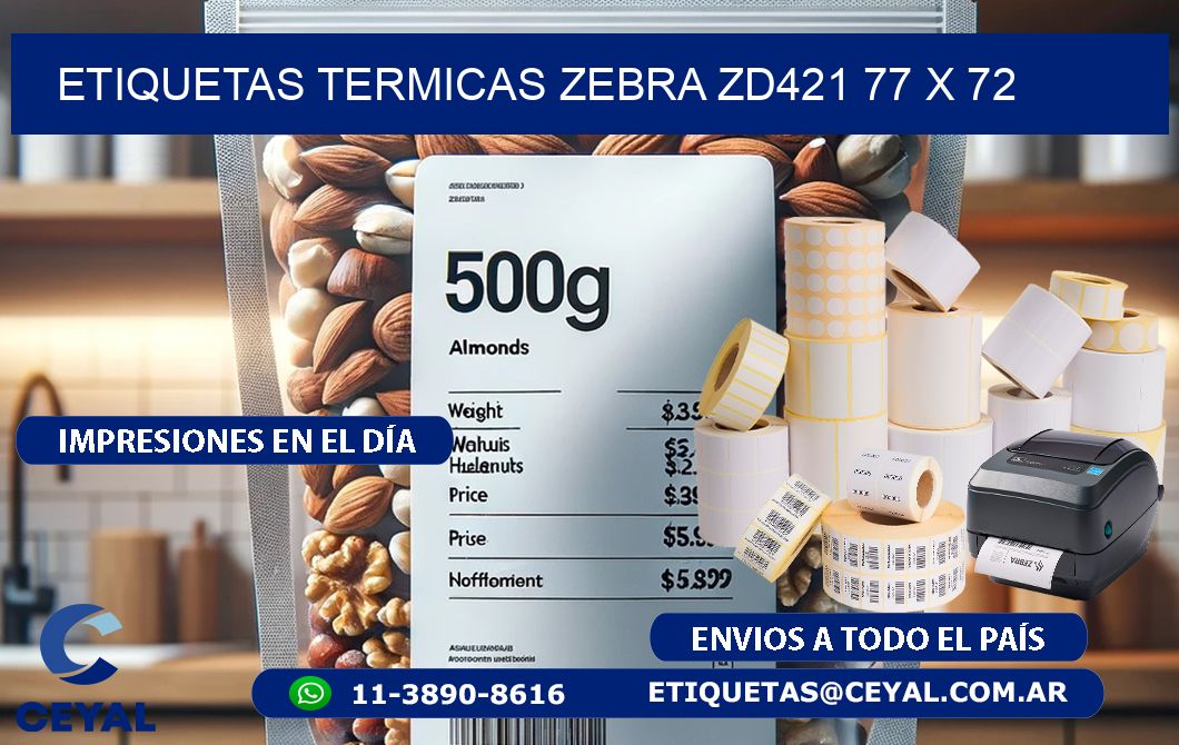 ETIQUETAS TERMICAS ZEBRA ZD421 77 x 72