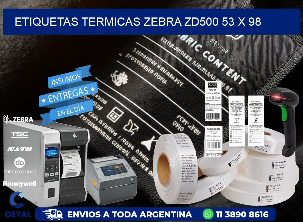 ETIQUETAS TERMICAS ZEBRA ZD500 53 x 98