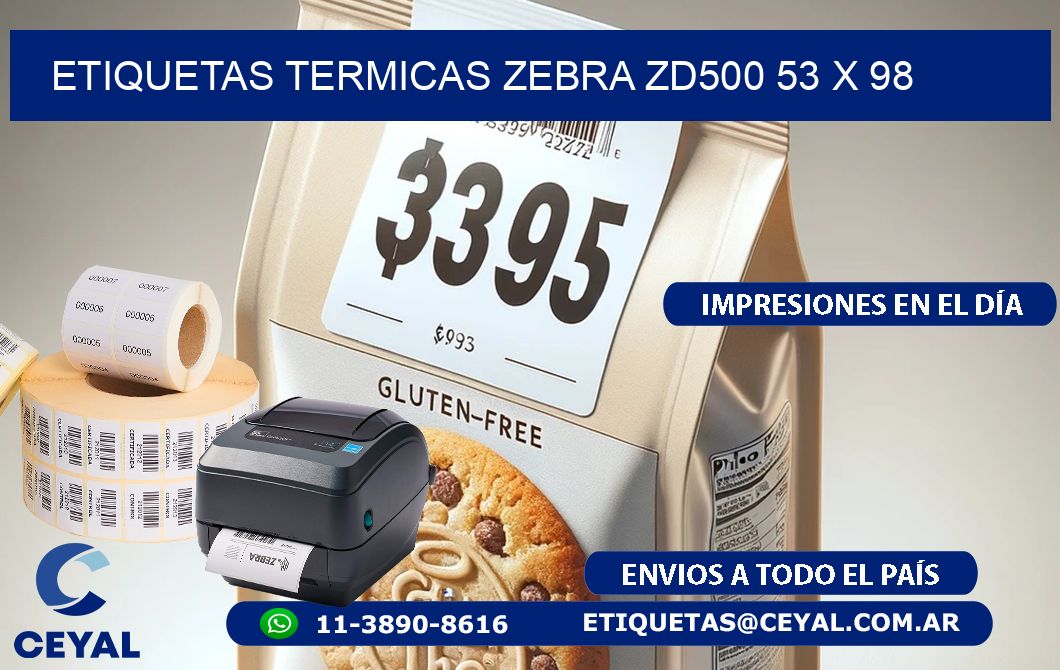 ETIQUETAS TERMICAS ZEBRA ZD500 53 x 98